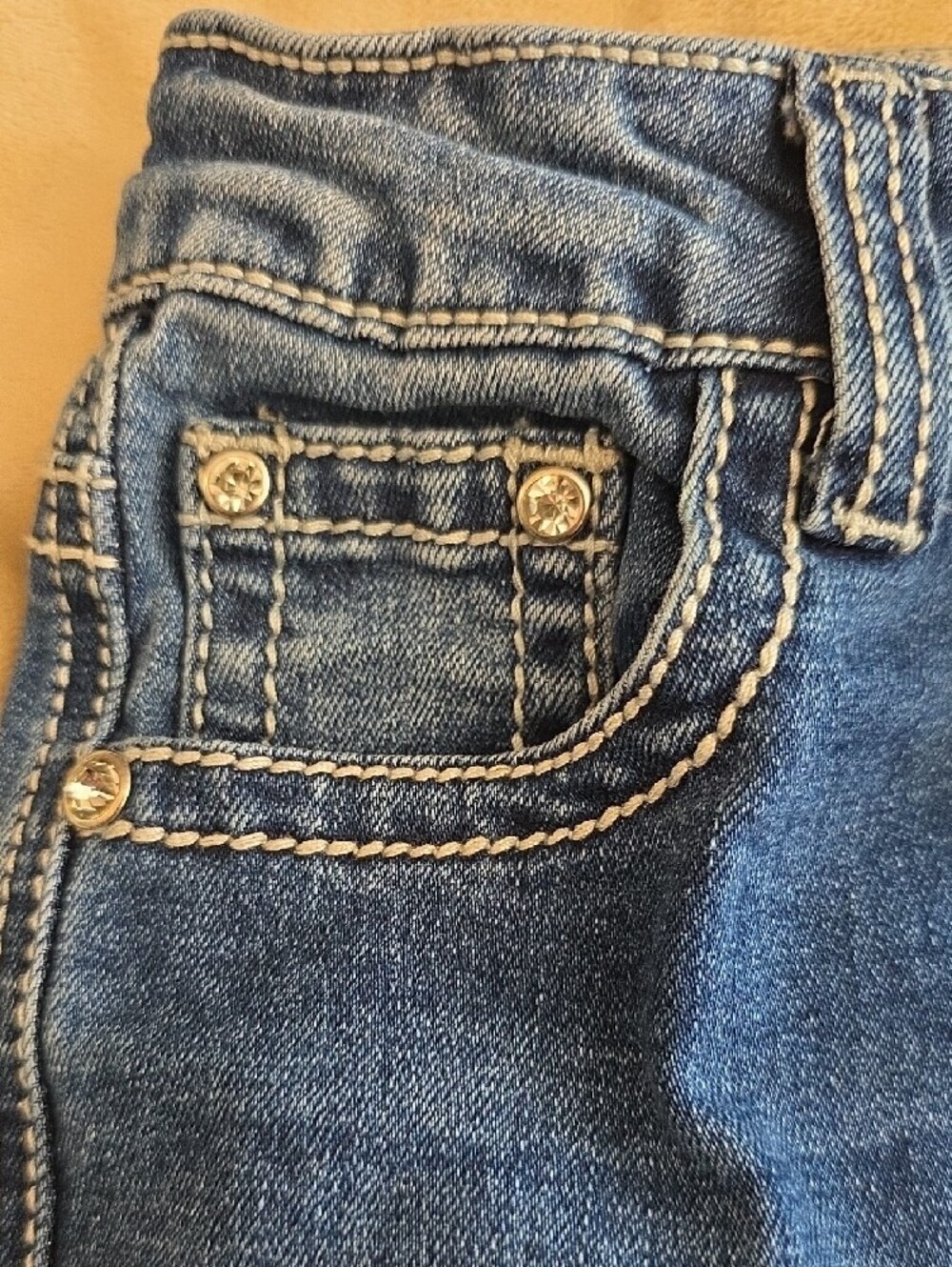 Girls Dark Blue Flared Denim Jeans - Picture 5 of 9